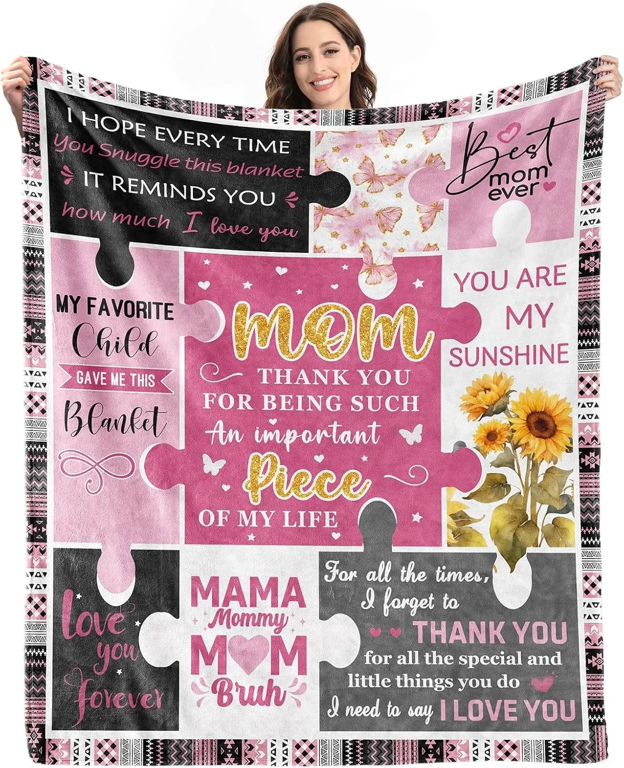 Gifts from Daughter Son for Mother's Day Birthday Mom Gifts Anniversary Unique Gifts for Mom Super Soft Flannel Throw Blankets Good Vibrations