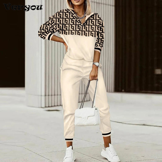 New Fashion Women Plaid Print Splicing Zipper Front Hooded Top & Pants Set Two Pieces Suit Flare Pants Outwear Autumn Outfits Good Vibrations