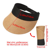 Foldable Portable Beach Hat Wide Brim Sun Hat Roll-up Summer Casual Straw Cap Visors For Women Good Vibrations