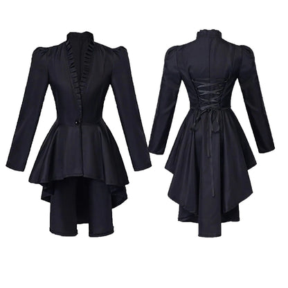 Halloween Carnival Dress Up Party Outfit Coat Medieval Victorian Dress Costume Women Tuxedo Tailcoat Gothic Steampunk Trench Hem Good Vibrations