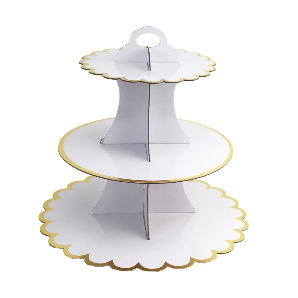 3-Layer Cake Stand Afternoon Tea Wedding Plate Party Tableware Disposable Birthday Tower Suitable for Wedding Good Vibrations