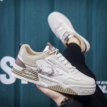 Driving Walking Tennis Shoes for Male Wear Resistant Skateboard Footwear Men Casual Shoes Breathable White Sneakers Fashion Good Vibrations