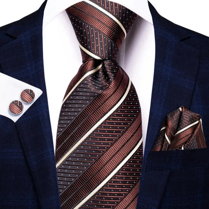 Black Red Striped Silk Wedding Tie For Men Handky Cufflink Gift Men Necktie Fashion Business Party Dropshiping Hi-Tie Designer Good Vibrations