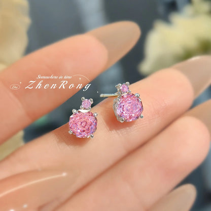 New Rose Cut Dream Color Zircon Crystal Pendant Necklaces Stud Earrings Rings For Women Fashion Luxury Female Jewelry Sets Good Vibrations Adult Super Store