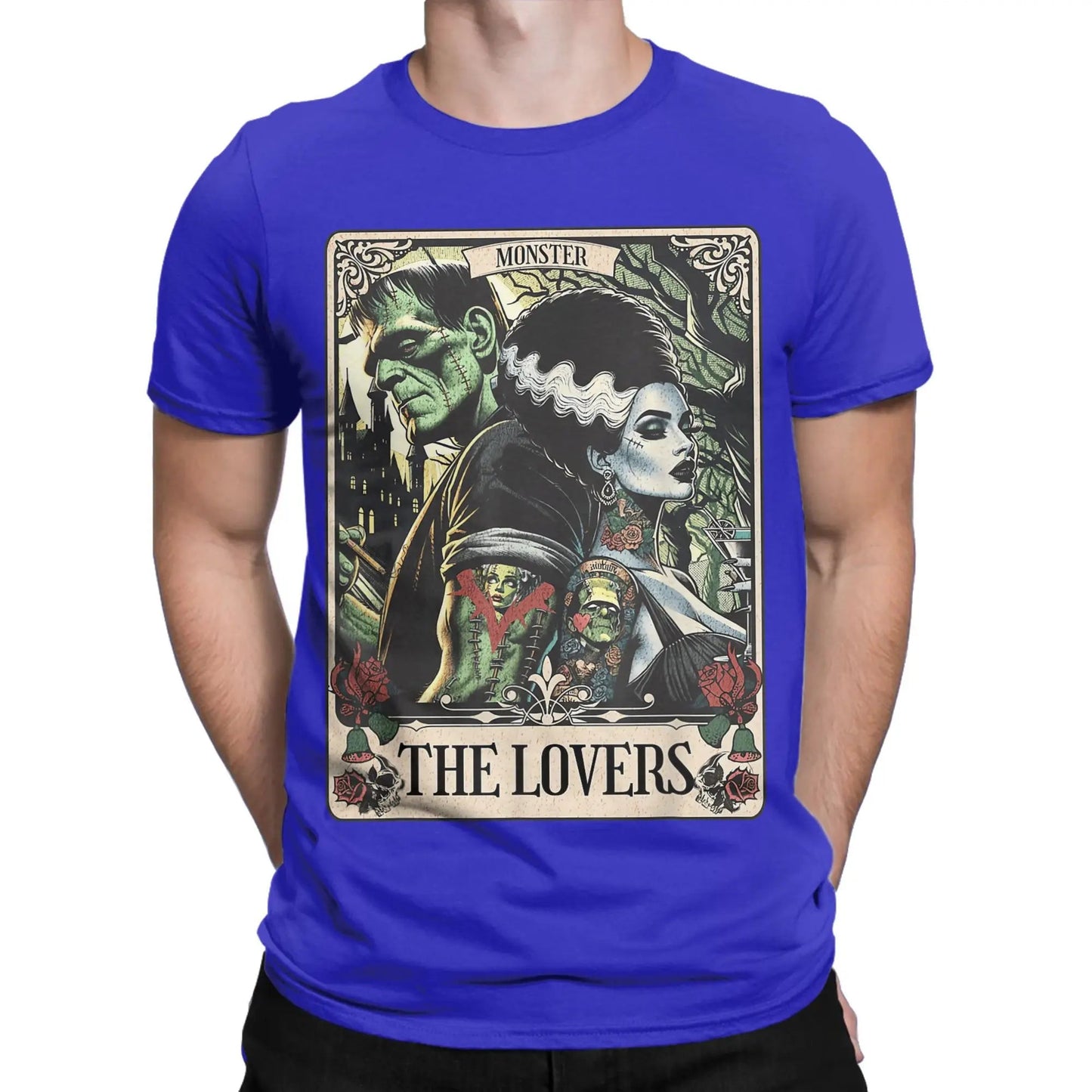 The Monster Frankenstein And Bride Men's T Shirt  Humorous Tees Short Sleeve Crew Neck T-Shirt Pure Cotton Party Clothing Good Vibrations