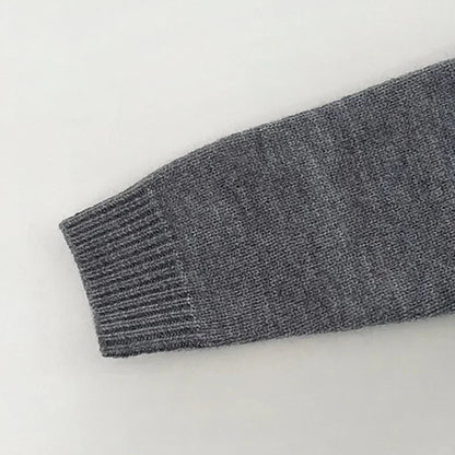 Children's Round Neck Sweaters Autumn New Dog Pattern Baby Clothings Japanese and Korean Grey Knitted Sweaters Cute Top Cardigan Good Vibrations