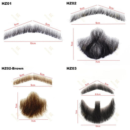 Wigundle Man's Beard Hand Made Real Hair Fake Beard Mustache Fancy Synthetic Invisible for Makeup Fake Hair Cospaly Party Tools Good Vibrations