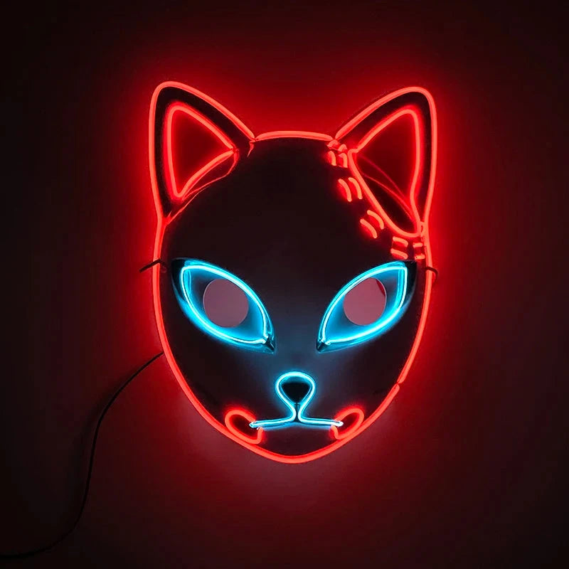 Halloween Carnival Party Costume Decoration Luminous LED Mask Halloween Mask LED Maske Light Up Party Masks for Glow Party Good Vibrations
