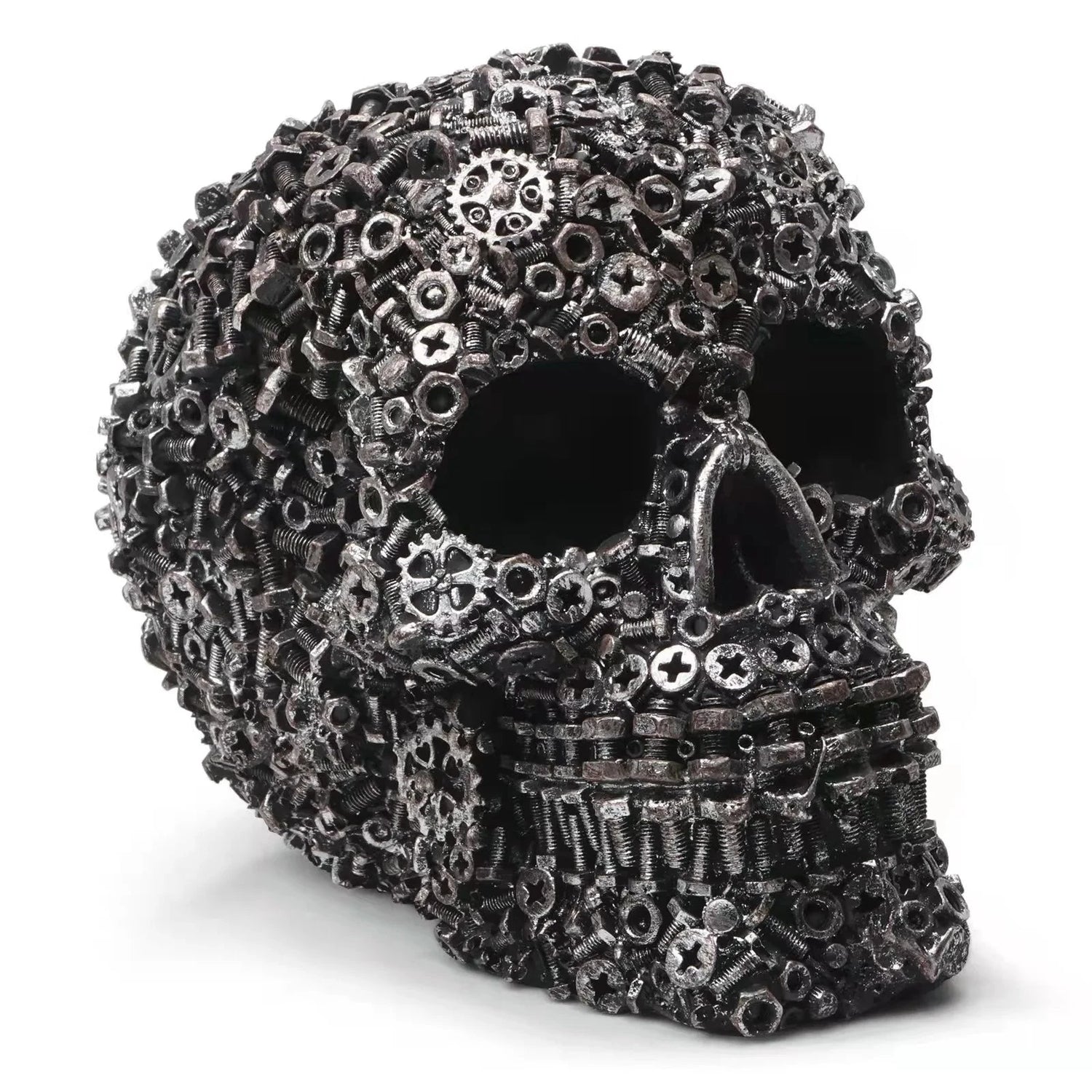 Resin Screw Gear Mechanical Style Skull Decorative Crafts Ornament Home Decor Statue Halloween Decoration Sculpture Skull Statue Good Vibrations