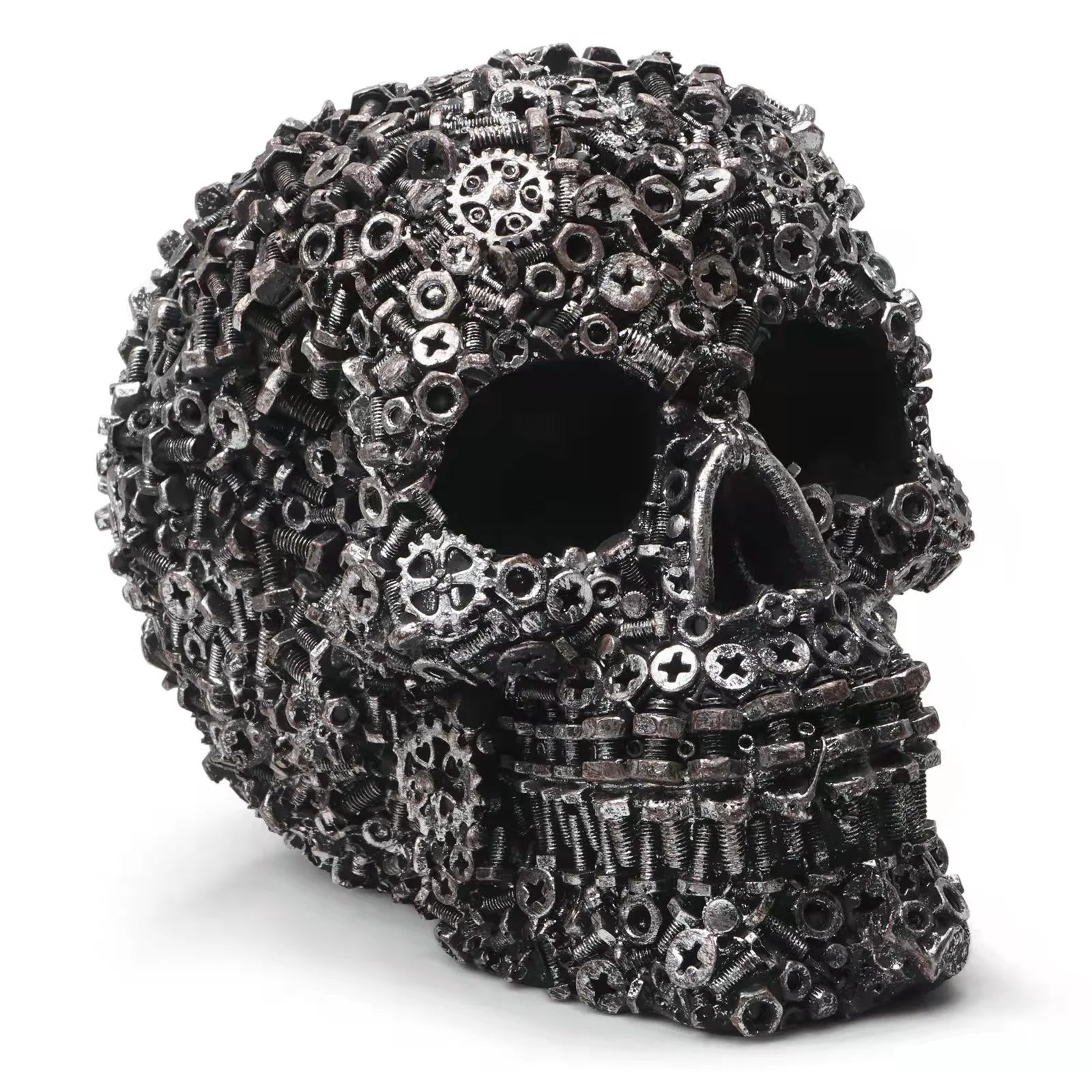 Resin Screw Gear Mechanical Style Skull Decorative Crafts Ornament Home Decor Statue Halloween Decoration Sculpture Skull Statue Good Vibrations