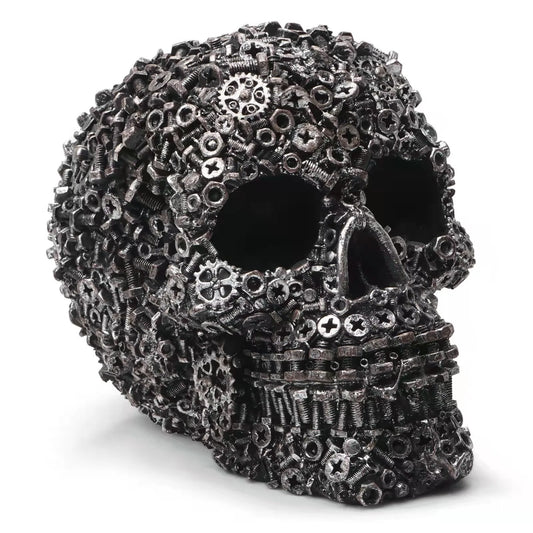 Resin Screw Gear Mechanical Style Skull Decorative Crafts Ornament Home Decor Statue Halloween Decoration Sculpture Skull Statue Good Vibrations
