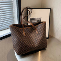 Large Capacity Shoulder Bag Women's PU Leather Handbag for Commuting and Casual Use Versatile Tote Bag Good Vibrations