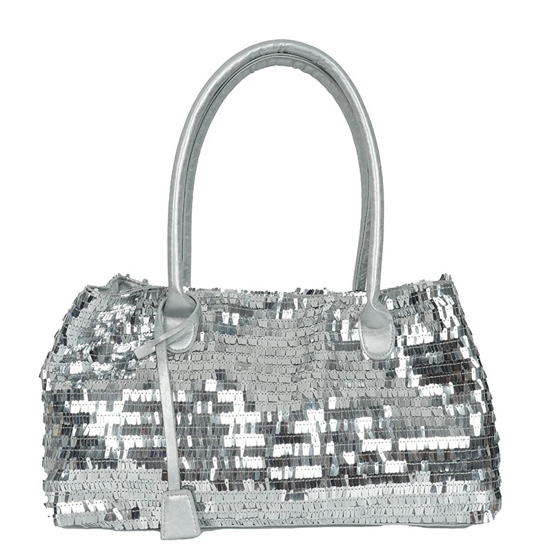 Sequined Underarm Shoulder Evening Tote Bags For Women Shiny Big Capacity Shopper Totes Nightclub Party Luxury Designer Handbags Good Vibrations