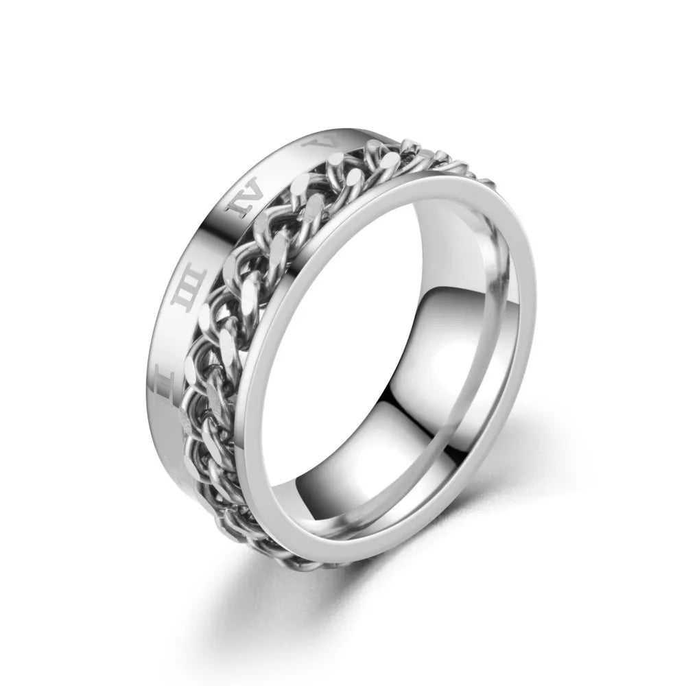 Titanium Steel Rotatable Chain Rings for Women Men Spinner Ring Decompression Multifunctional Chain Ring Bottle Opener Ring Gift Good Vibrations