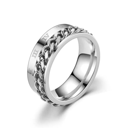 Titanium Steel Rotatable Chain Rings for Women Men Spinner Ring Decompression Multifunctional Chain Ring Bottle Opener Ring Gift Good Vibrations