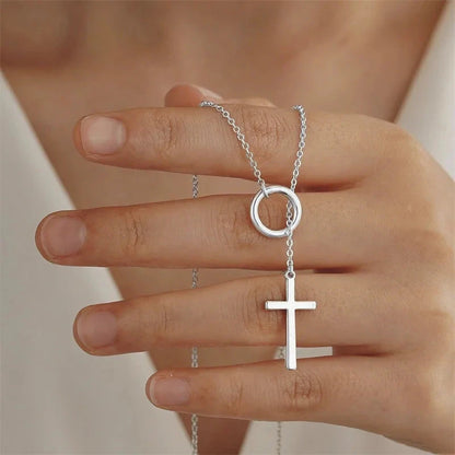 Simple Elegant Cross Bow Necklace for Women Attractive Motifs Golden Alloy Layered Necklace Party Jewellery Accessories Good Vibrations