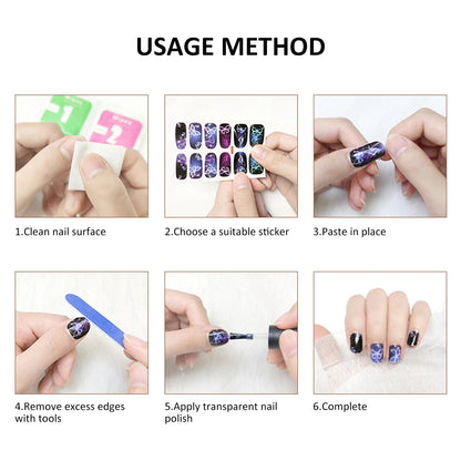 10 Sheets Beautifully Nail Stickers Self-Adhesive Lasting Nail Polish Stickers DIY Nail Art Decals Colorful Nail Accessories Good Vibrations