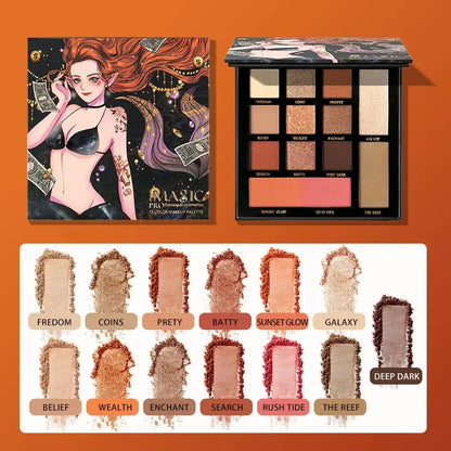 IMAGIC Eyeshadow Palette Matte Make Up Palette Highlight Blus Shimmer Pearlescent Waterproof  Eye shadow Powder And Body Paint Good Vibrations