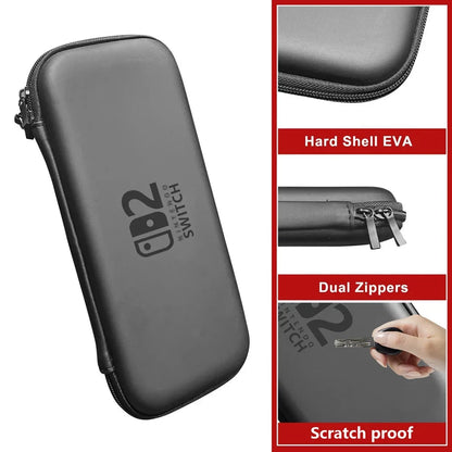 Slim Travel Carrying Case for 2025 Switch 2 Accessories, Waterproof EVA Hard Shell Protective Storage Hand Bag NS 2 Good Vibrations