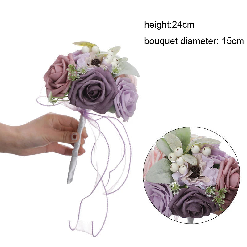 YeeNanee Wedding Gold Hoop Bouquet for Bridesmaids Floral Rose Eucalytpus Metal Ring Wreath Bridal Shower Ceremony Decoration Good Vibrations