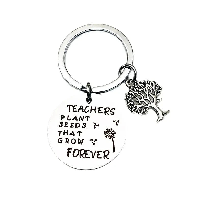 New Teacher Appreciation Gift Keychain Pendant  Graduation Key Chains Keyrings Gift Teachers Plant Seeds That Grow Forever Good Vibrations