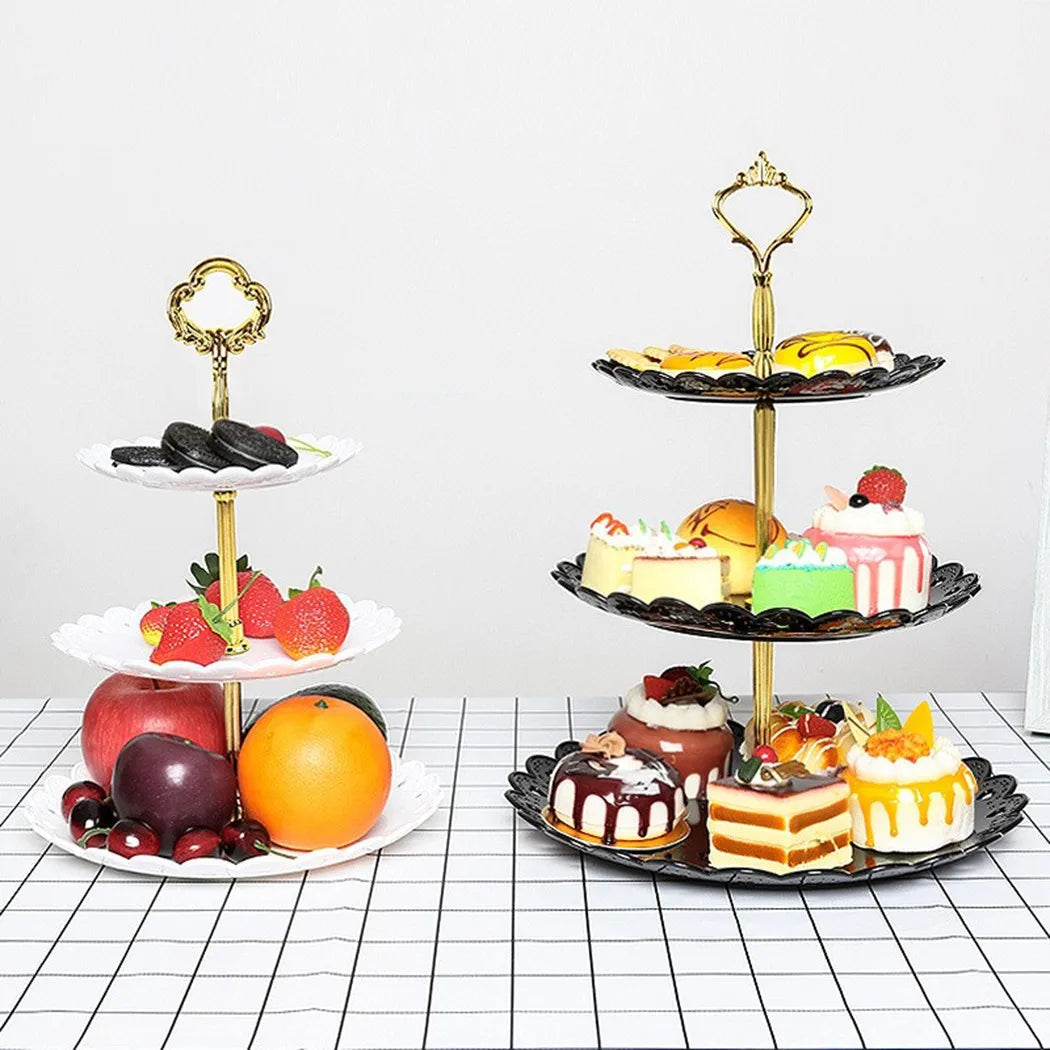3 Layer Cake Stand Fruit Plate Tray Display Birthday Party Dessert Wedding Good Vibrations