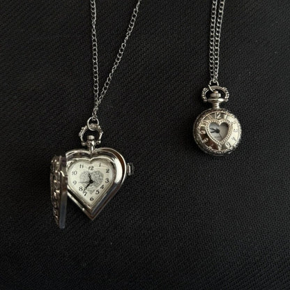 Original Hollow Heart Pocket Watch Chain keychain Design Steampunk Clock Vintage Necklace Pendant Jewelry Watch Men Women Gift Good Vibrations