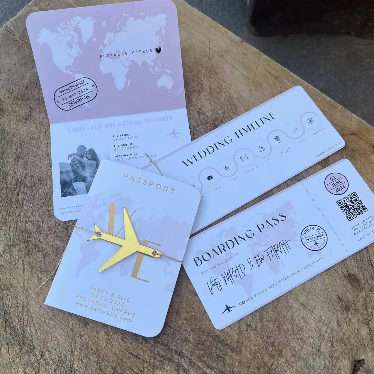30/55pcs Sage Green Invitation, Custom Paper Passport Tickets Invite Cards With Acrylic Plane, Travel Wedding Theme Template Good Vibrations