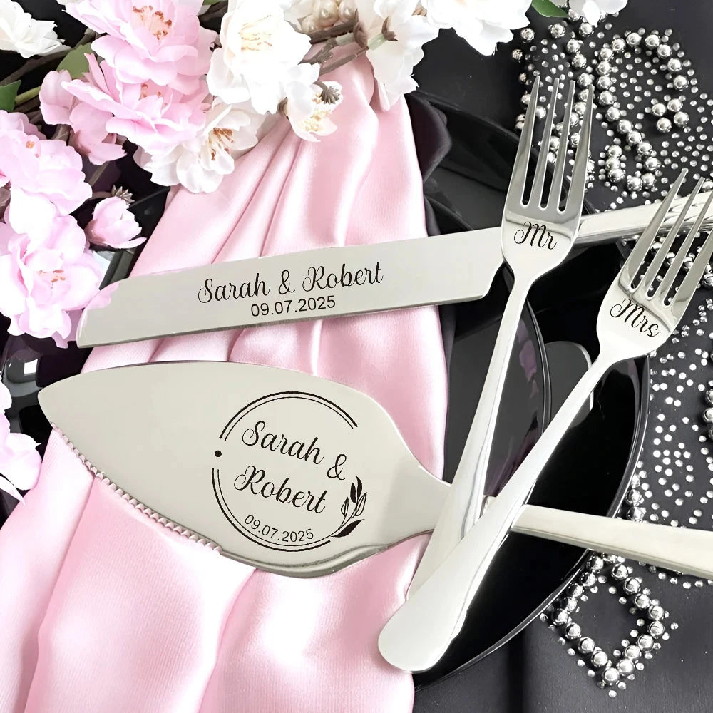 Custom Wedding Cake Knife, Wedding Cake Knife Set Personalized, Wedding Gift, Bridal Shower Gifts, Wedding Cake Cutting Set Good Vibrations