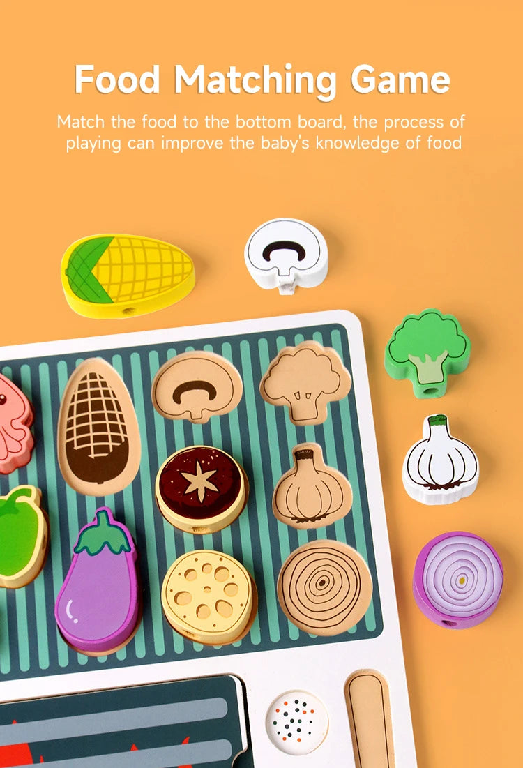 Simulation Kitchen Pretend Toy Wooden Toddler DIY BBQ Toy Set Classic Game Montessori Educational Toy For Children Kids Gift Good Vibrations