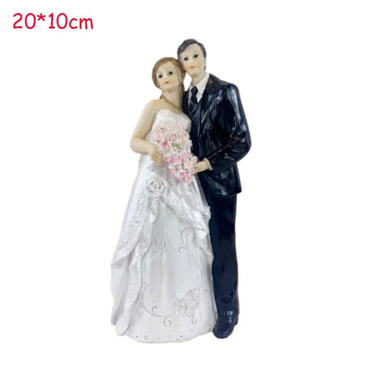 1PC Couple Figurines Miniatures Bride and Groom Cake Toppers Dolls Valentine's Day Wedding Anniversary Cake Decoration Supplies Good Vibrations