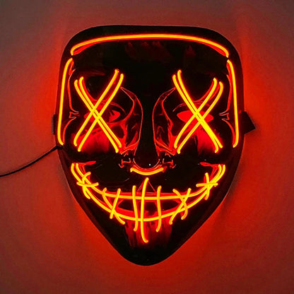 Halloween Carnival Party Costume Decoration Luminous LED Mask Halloween Mask LED Maske Light Up Party Masks for Glow Party Good Vibrations