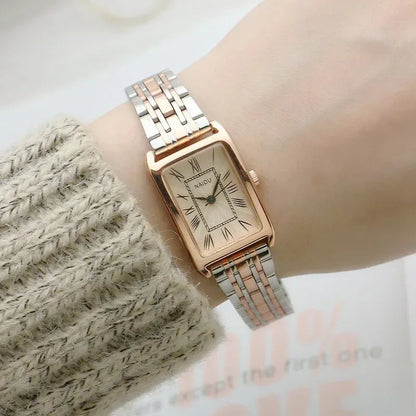 Watches for Women Rectangular Roman Scale Ladies Steel Strap Watch Fashion Trend Thin Strap Quartz Wristwatches Relogio Feminino Good Vibrations