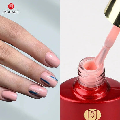 MSHARE Blush Pink Shade Color Rubber Base Gel Polish Nail Camouflage Nails Gel 10ml Good Vibrations