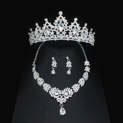 Luxury Crystal Wedding Bridal Jewelry Sets Women/Girl Gold Color Tiara/Crown Earrings Choker Necklace Bride Jewelry Set Good Vibrations Adult Super Store