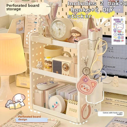 Multi-functional 3-tier Desktop Organizer, Desktop Shelf, Hole Board, Pen Holder Office Desk Organizer, Desk Desk Organizer Good Vibrations