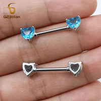 G23titan 2pcs Double Heart Zircon Nipple Rings 14G Titanium Or Steel Barbell Women Nipple Piercing Summer Jewelry Sexy Accessory Good Vibrations Adult Super Store