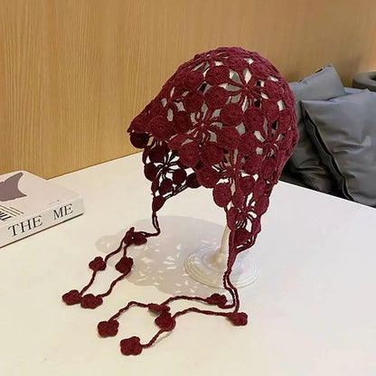 Knitted Hats Handmade Hollowed Knit Cap Literary Fisherman's Hat Crocheted Hat Ethnic Baotou Cap Cotton Pullover Hat Breathable Good Vibrations