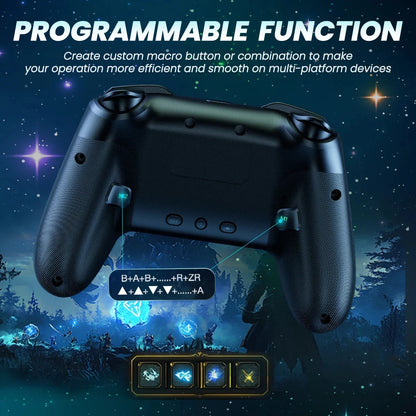 Switch Controller, LED Star Wireless Pro Controller for Switch/Lite/OLED, Multi-Platform Windows PC/IOS/Android Controller with Good Vibrations