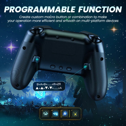 Switch Controller, LED Star Wireless Pro Controller for Switch/Lite/OLED, Multi-Platform Windows PC/IOS/Android Controller with Good Vibrations