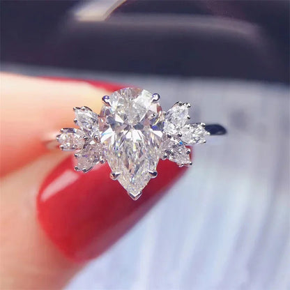 2025 Chic Wedding Rings for Women Aesthetic Female Engagement Accessories Shiny CZ Luxury Bridal Jewelry Trendy  Gift Good Vibrations