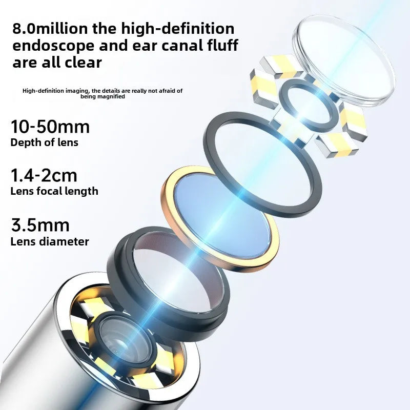 Wireless Visual Ear Endoscope Camera Ear Cleaning Tools Spoon Safe Silicone Earpick 5MP Camera Ear Wax Remover Luminous Otoscope Good Vibrations