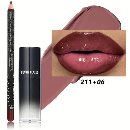 2pcs/Set Smooth Lip Liner+Lip Oil Set Lip Combo Waterproof Lip Liner  Makeup, Long-Lasting Moisturizing Lip Makeup Lip Plump Good Vibrations