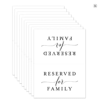 10pcs Reserved Signs for Weddings Party,Receptions Celebrations Reserved Signs for Tables Reserved for Family Card for Wedding