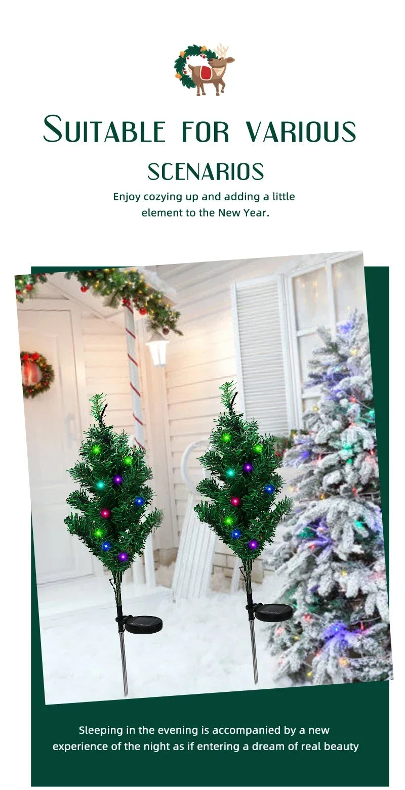 2025 Hot Outdoor Decoration Christmas Tree Light Solar Charging Simulation Pine Tree 20 LED Lawn Light Garden Decoration Light Good Vibrations