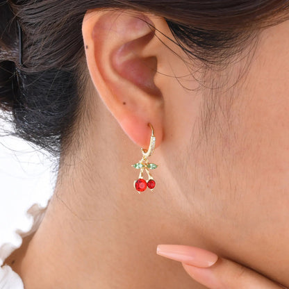 Vnox Elegant Cute Red Cherry Drop Earrings For Women Charm Ear Jewelry Wedding Party Dainty Fruit 1 Pair Earring Gifts To Girls Good Vibrations Adult Super Store