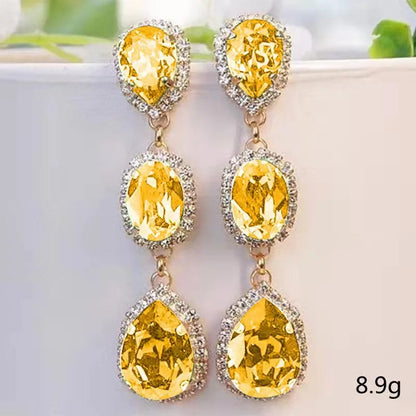 2026 Fashion Bright Yellow Crystal Earrings Female Engagement Party Jewelry Temperament Women Wedding Ceremony Accessories Good Vibrations