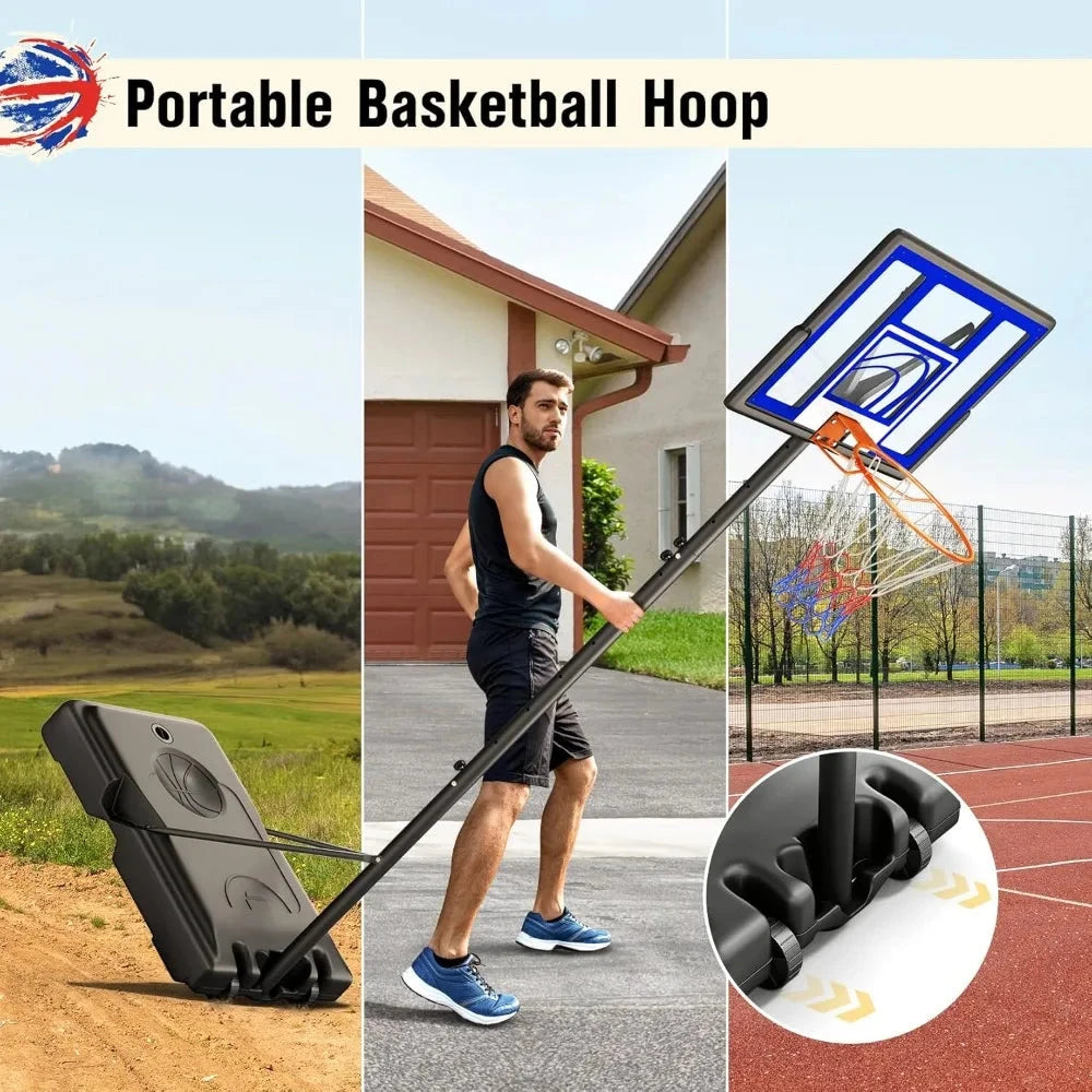 Adjustable Basketball Hoop Outdoor 10FT, Basketball Portable Hoops & Goals, 44 Inch Backboard, for Kids, Youth Good Vibrations