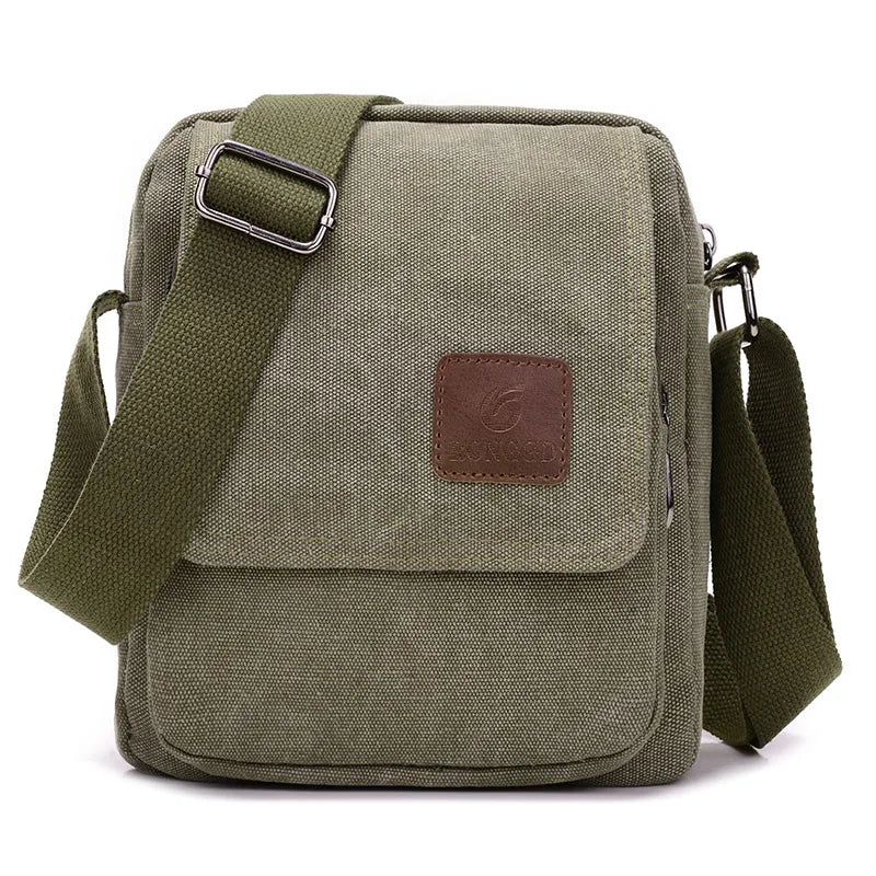 Casual Crossbody Bag, Men's Retro Canvas Crossbody Bag, Suitable for Going Out and Daily Commuting, Shoulder Bag Good Vibrations