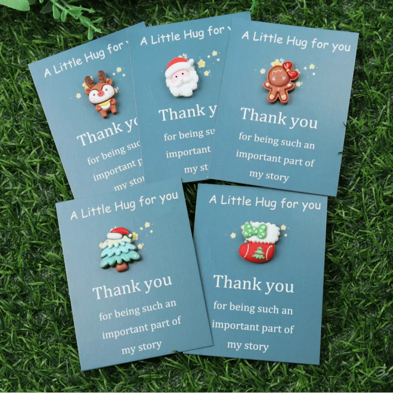 10pcs Mini Hug Cards with Resin Decorations Christmas Birthday Valentine Greeting Thank You Cards Bulk Gifts for Friends Family Good Vibrations